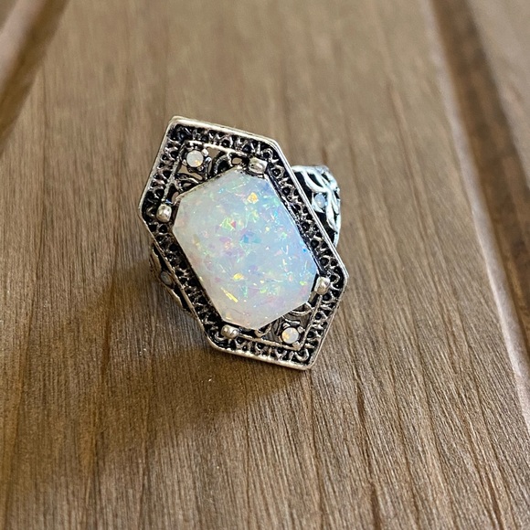 🔥3/$25🔥Sterling Silver Victorian Fire Opal Ring - Picture 9 of 9